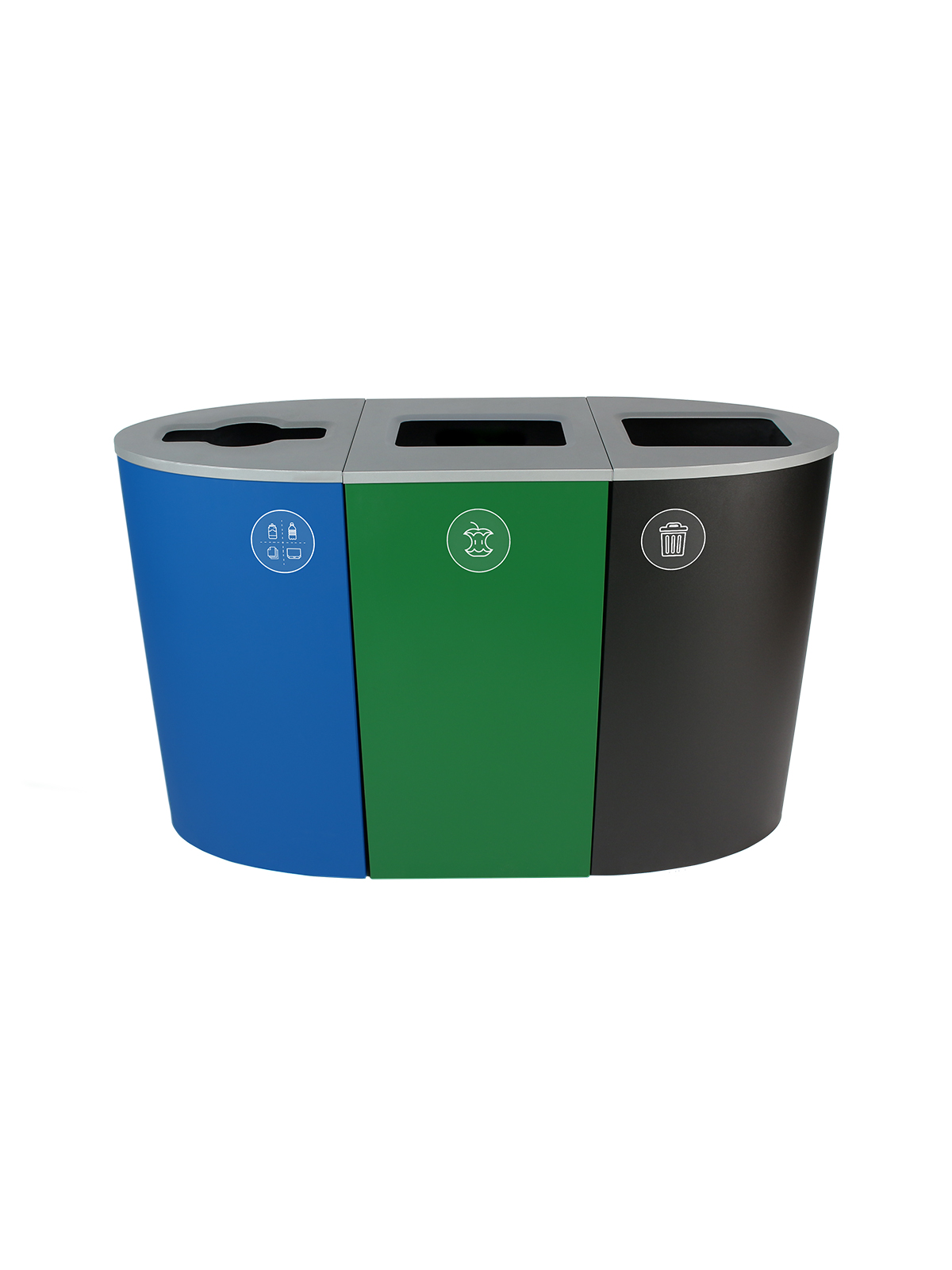 光谱 - 三重 - 佛蒙特兼容 - 混合再循环 - 堆肥 - 垃圾 - 混合全 - 蓝绿色黑色标题=
