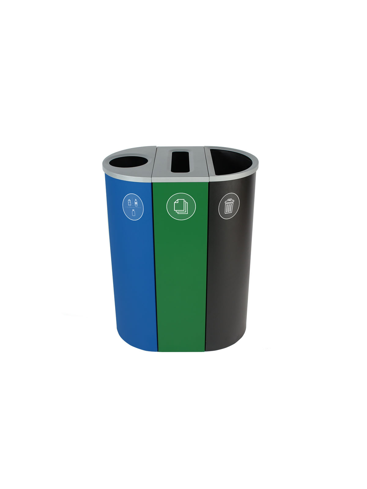 SPECTRUM -三重-纽约市合规-金属，玻璃，塑料和饮料容器-纸-垃圾-圆圈-槽-全-蓝-绿-黑标题=