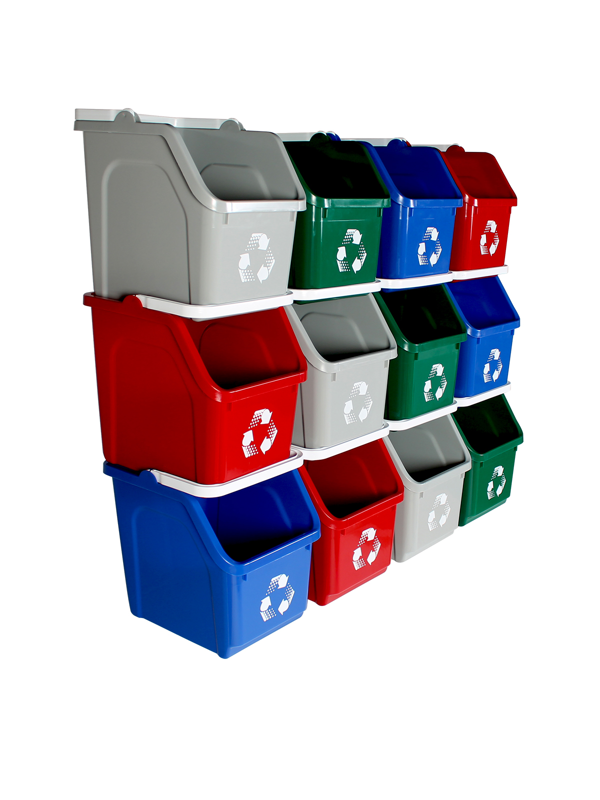 多回收器（12包） -  Quad  -  Mobius循环 - 全 - 蓝灰绿色 - 红色